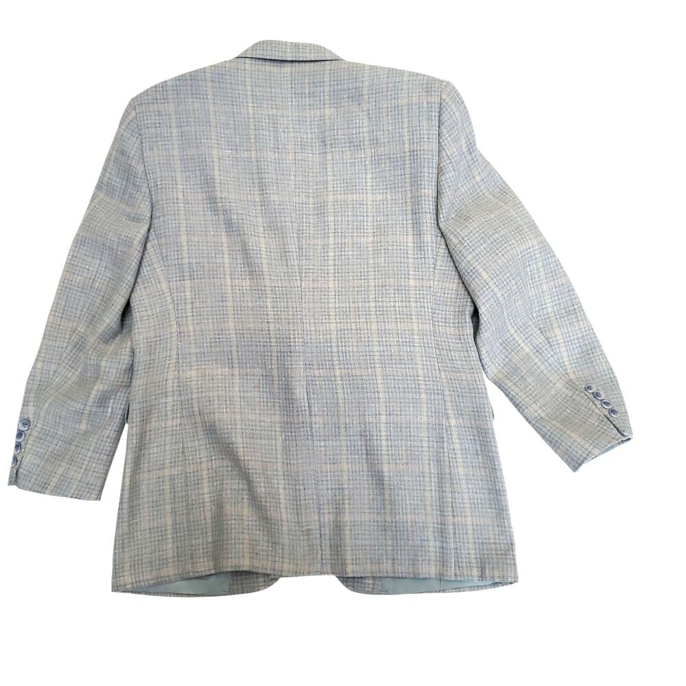 VTG Stafford Ivy Prep Blue Tweed Wool Plaid Check Sport Coat Blazer Jacket 42R - Picture 8 of 16